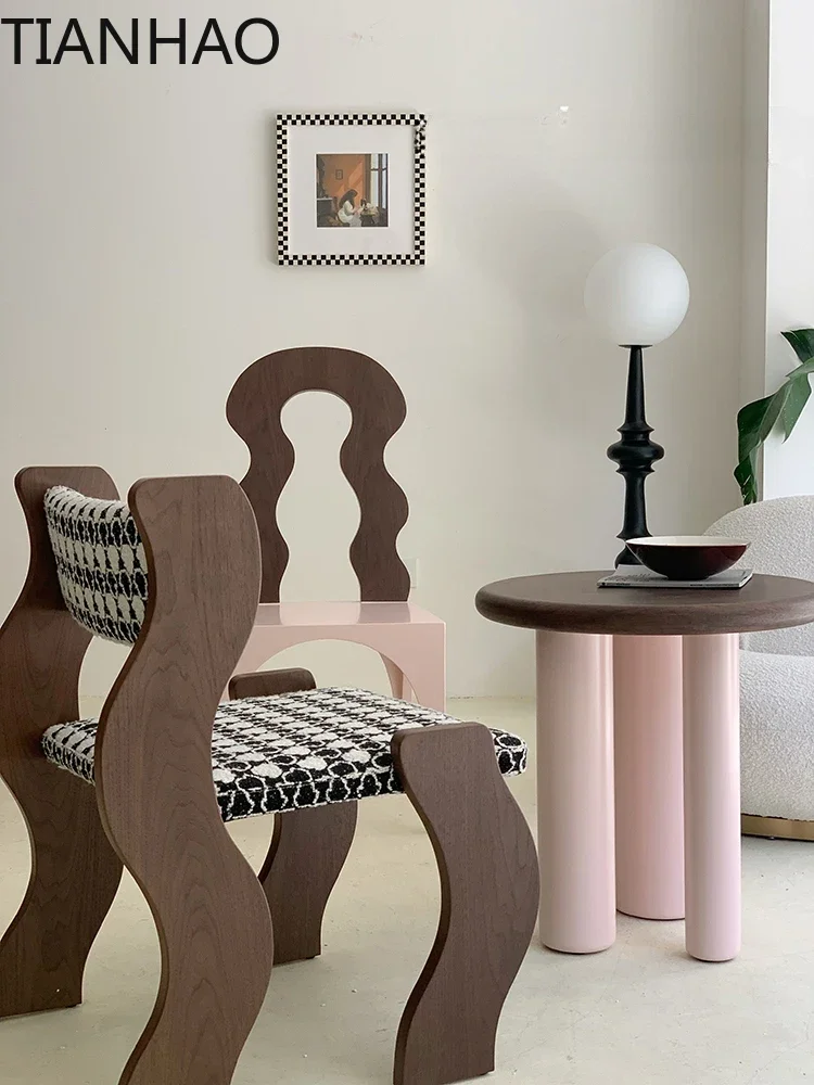 Wave Chair Designer Dining Chair Medieval Style Back Dining Chair Solid Wood Household Furniture