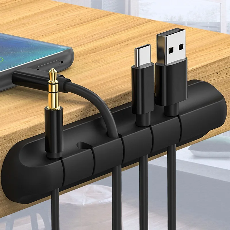 5 kabel z zaciskami zaciski do Organizer do kabli silikonowe samoprzylepne uchwyty do biurka kabel do ładowania USB do biura z klipsem do domu