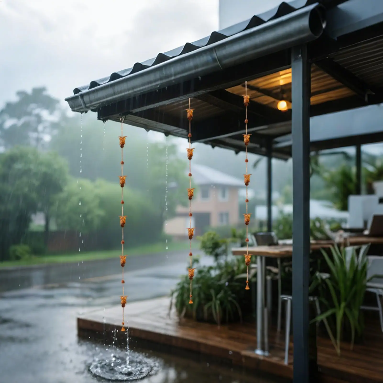 سلسلة المطر 7.5Ft قابل للتعديل البومة مياه الأمطار الماسك ديكور خارجي لمدخل الحمام منضدة منزل مكاتب عطلات الحضانة