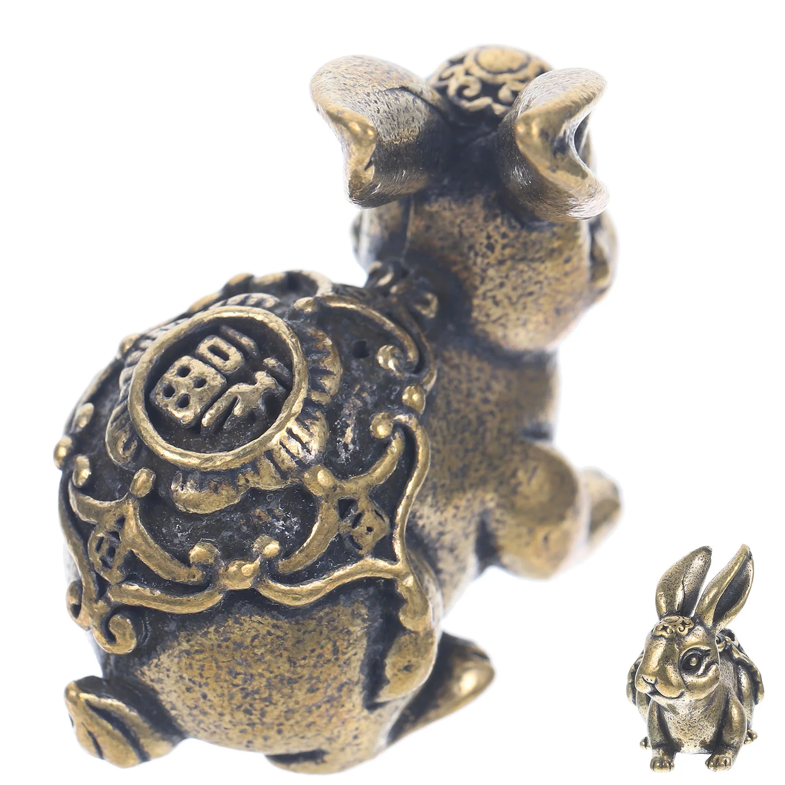 

Brass nament Decoration Vintage Bunny Statue Tabletop Zodiac Small Craft Figurine Desktop Home Decor Living Room Car