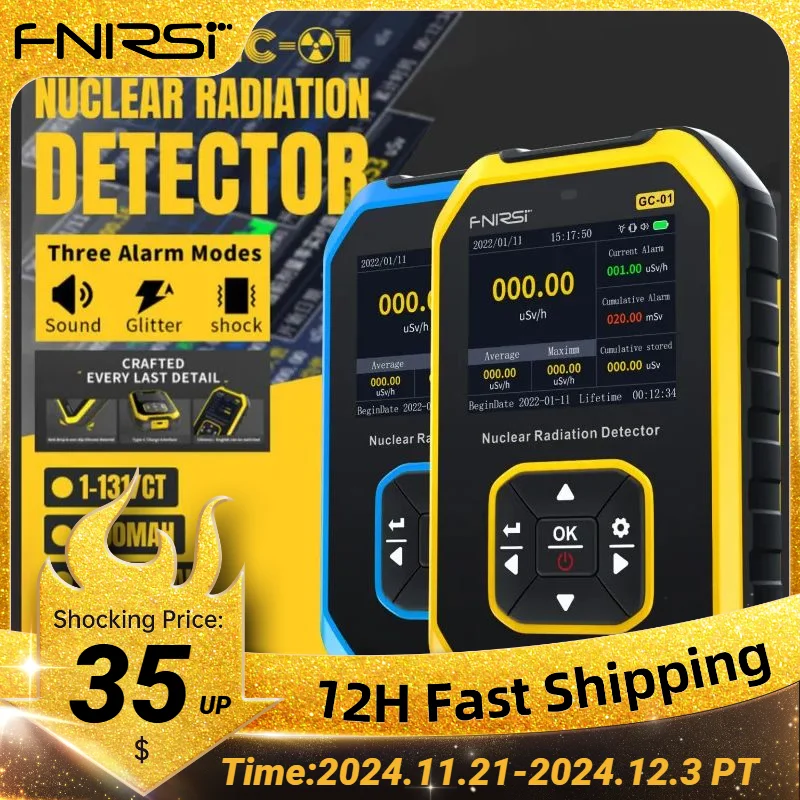 FNIRSI GC-01 Geiger Counter Nuclear Radiation  Personal Dosimeter Detectors X-ray Beta Gamma Detector Radioactive Tester