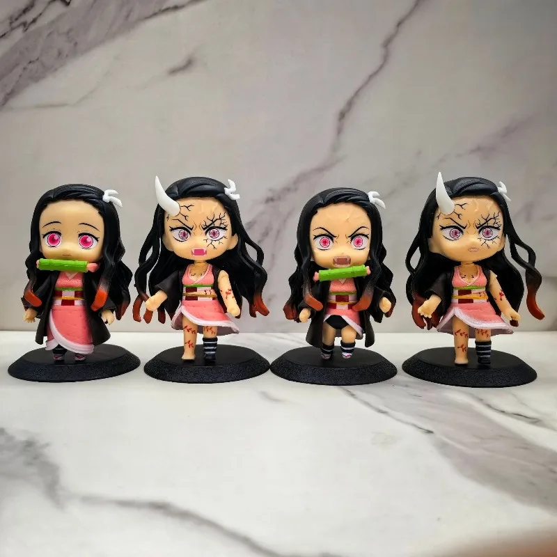 6.5-9.5cm Demon Sayaer Blind Box Figre Nezuko Tanjiro Zenitsu Inosuke Kyoujuro Shinobu Giyuu Qposket Model en Y Kids Xmas Gift