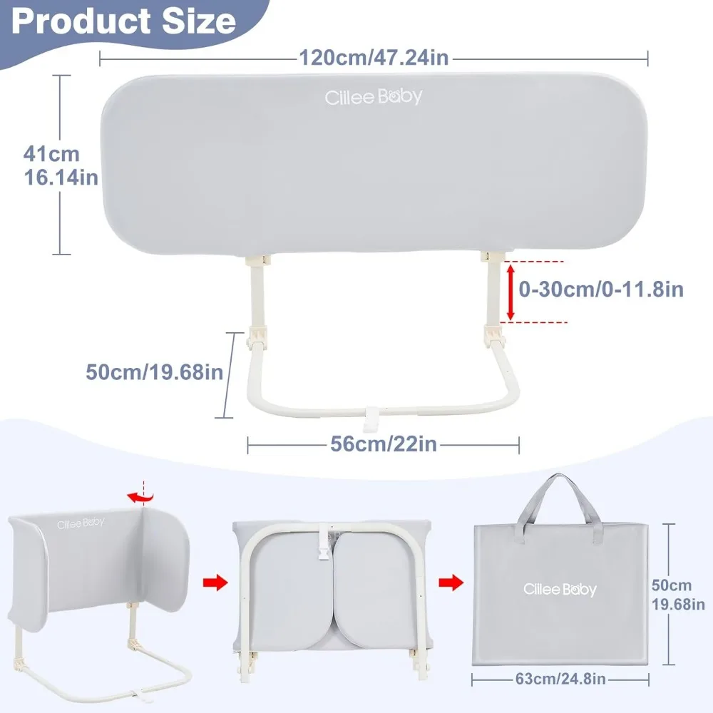 Ciilee سرير بيبي السكك الحديدية للأطفال الصغار المحمولة السفر سرير أطفال الحرس القضبان لسرير كوين طوي الأطفال درابزين جانبي ل التوأم Be #3