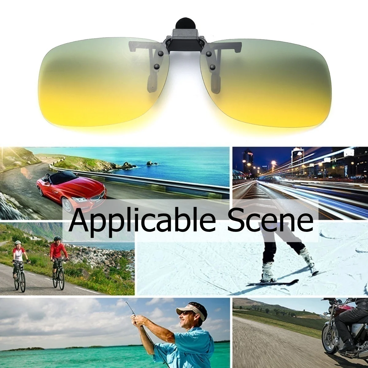 UV400 Day Night Vision Driving Clip on Sunglasses Flip Up Anti Glare Sun Glasses Clip Lens Polarized Lens Glasses Goggles Clip