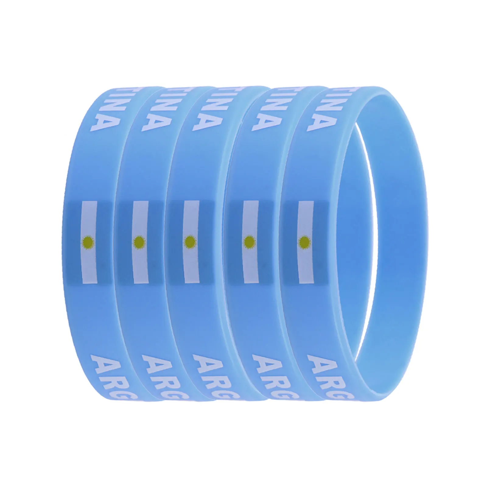 

5pcs Silicone Wristbands Country Flag Sports Bracelet Team Fan Flexible Hand Band For Football Outdoor Patriotic