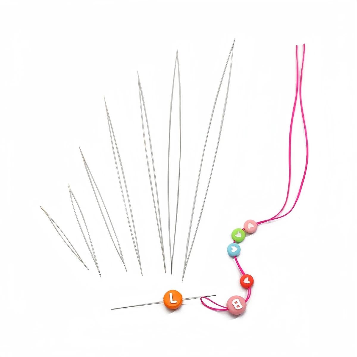 5 Stück/Set Große Öhrchen-Perlenfädelnadeln aus Edelstahl, Selbstfädelnde Nadeln für DIY Handarbeiten und Ornamentherstellung – Detail 6