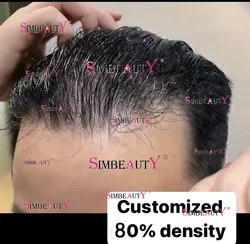 Natural Hairline 0.02mm Super Thin Skin Invisible Base 80% Density Men's Toupee Grey Male Human Hair Capillary Prosthesis System