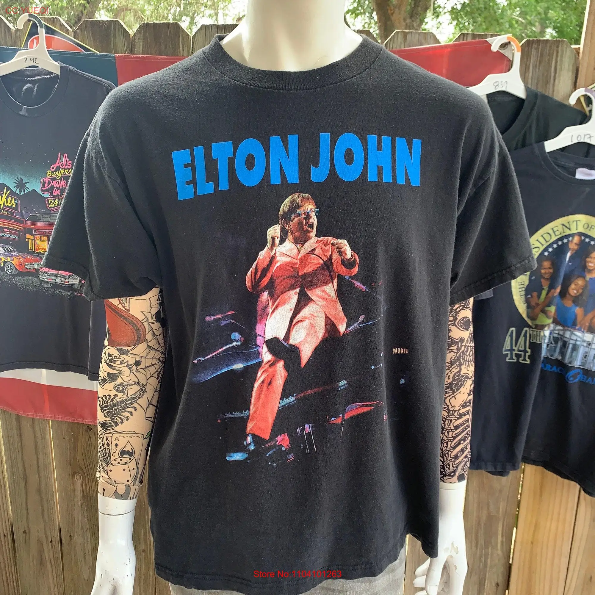 Vintage 90s Elton John In Concert Tour T Shirt Size XL long or short sleeves