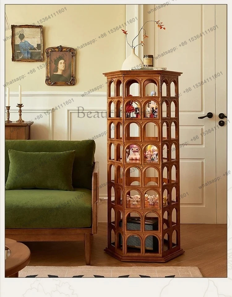 

Retro solid wood arch hollow four-layer multi-functional display cabinet display cabinet
