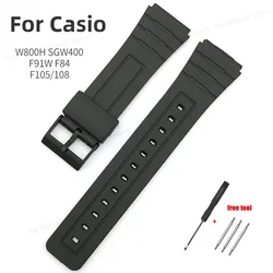 12 14 16 18 20 22mm TPU Watch Band Waterproof Sport Bracelet for Casio W800H SGW400H F91W F84 F105/108 Resin Wristband