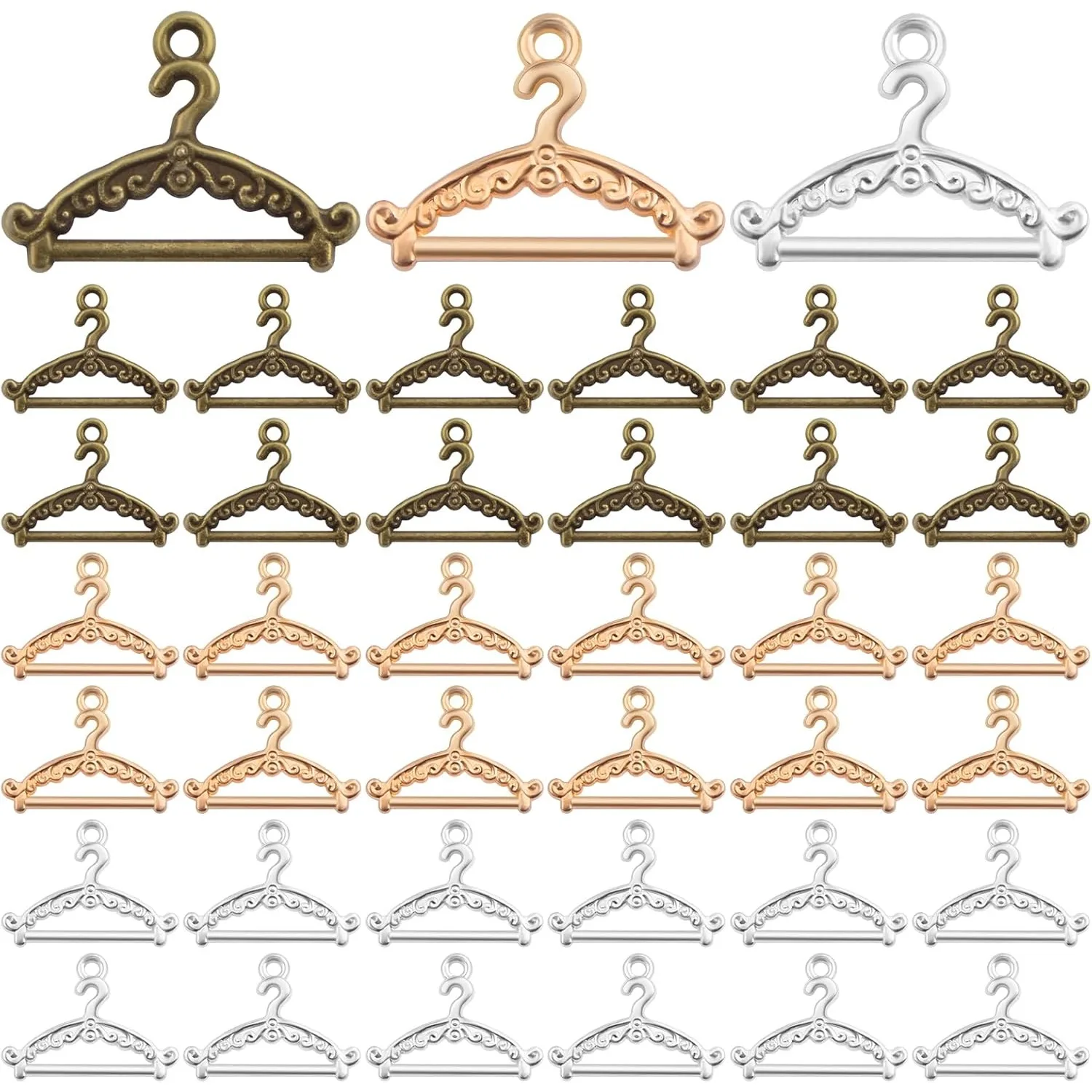 

90 Pieces Tibetan Clothes Hanger Charms Alloy Mini Decorative Coat Hanger Pendants for DIY Necklaces Bracelets Jewelry Making