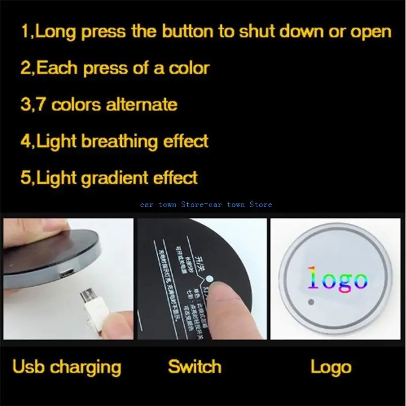

Rxje Universal RGB LED CAR CUP HOLDER LIGHT MAT PAD
