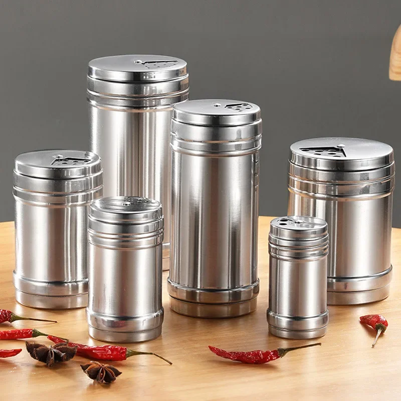 4pc Spice Jar Container Stainless Steel Seasoning Pot Set Household Bottle Cup Magnetic Tank Seasoning Bottle