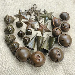Rustic Original Farmhouse Rustic Metal Bells star cutout Rustic Holiday Crafts Vintage Ornament for Christmas decoration 28pcs