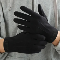 Winter Keep Warm Touch Screen Plus Velvet Inside Suede Mens Gloves Fashion Simple Solid Thicken Man Outdoor Cycling Drive