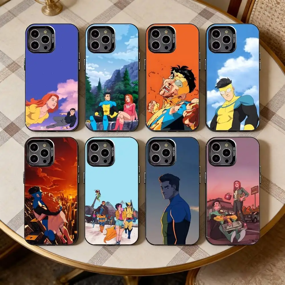 

Cool I-Invincible Art Phone Case For iPhone17,16,15,14,13,12,11 Plus,Pro Max Black Candy silver phone case