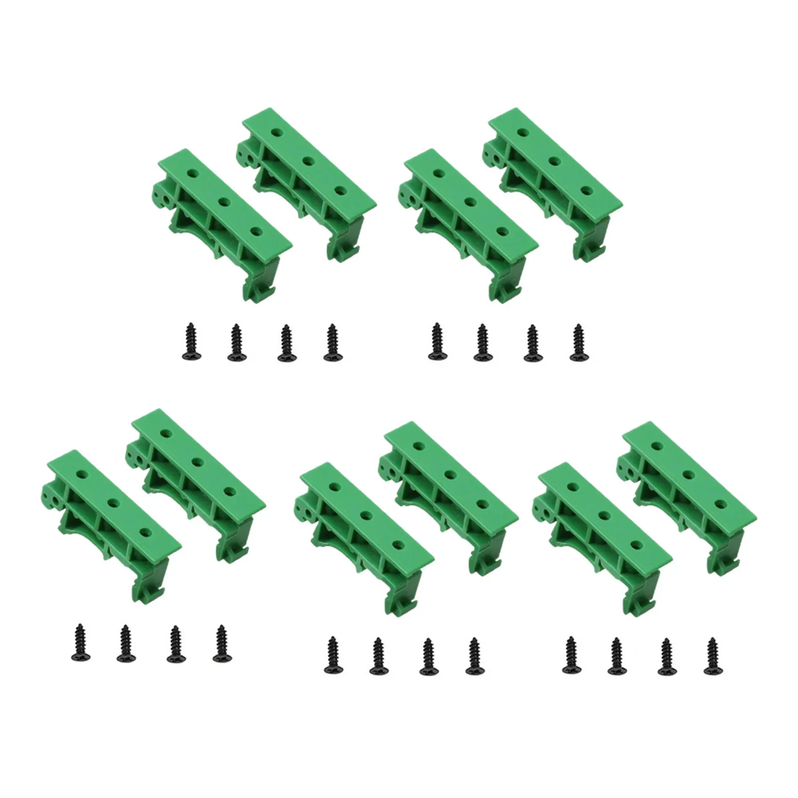 Juego de 5 adaptadores de montaje en riel PCB DIN C45 verde, soporte de placa de circuito, Clips portadores, adaptador de placa de Control con tornillos