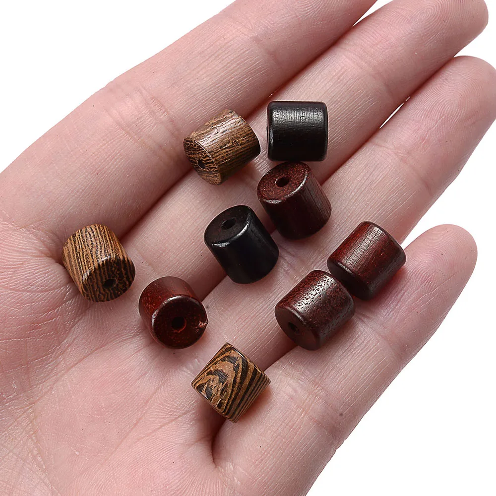 iYOE 30pcs/Lot 8x8mm Natural Wooden Cylinder Beads Geometric Wood Loose Spacer Beads For Jewelry Making Bracelet Necklace