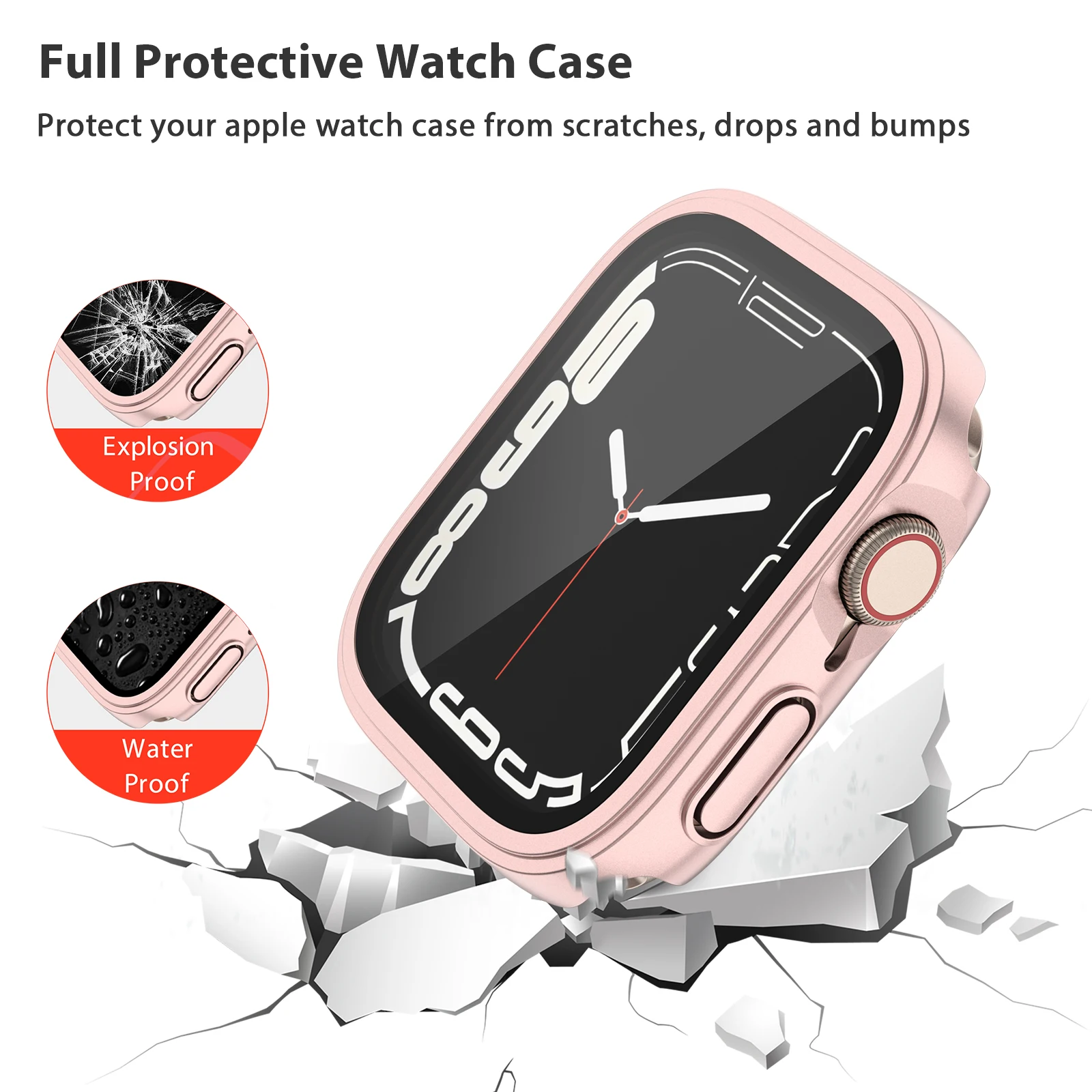 3Pcs Tempered Glass Case For Apple Watch Series 2 3 4 5 6 7 8 Cover Screen Protective Film For iWatch 40mm 41mm 44mm 45mm Shell