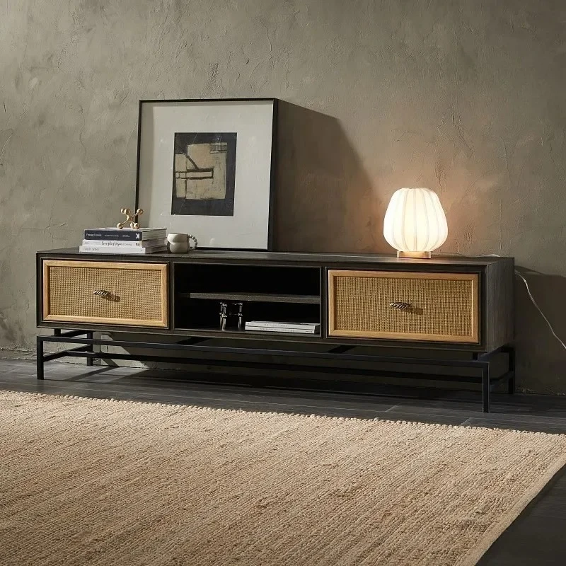

N Скандинавский современный минималистичный средневековый стиль, ТВ-шкаф из массива дерева, дизайнерский светильник для гостиной, роскошный напольный шкаф из ротанга