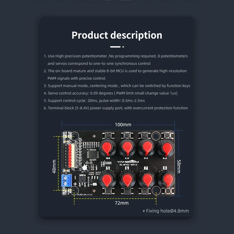 Eight-Way Servo Controller Robot Arm Test Board Driver Knob 8-Way Pwm Development Industrial Control Debugging Board
