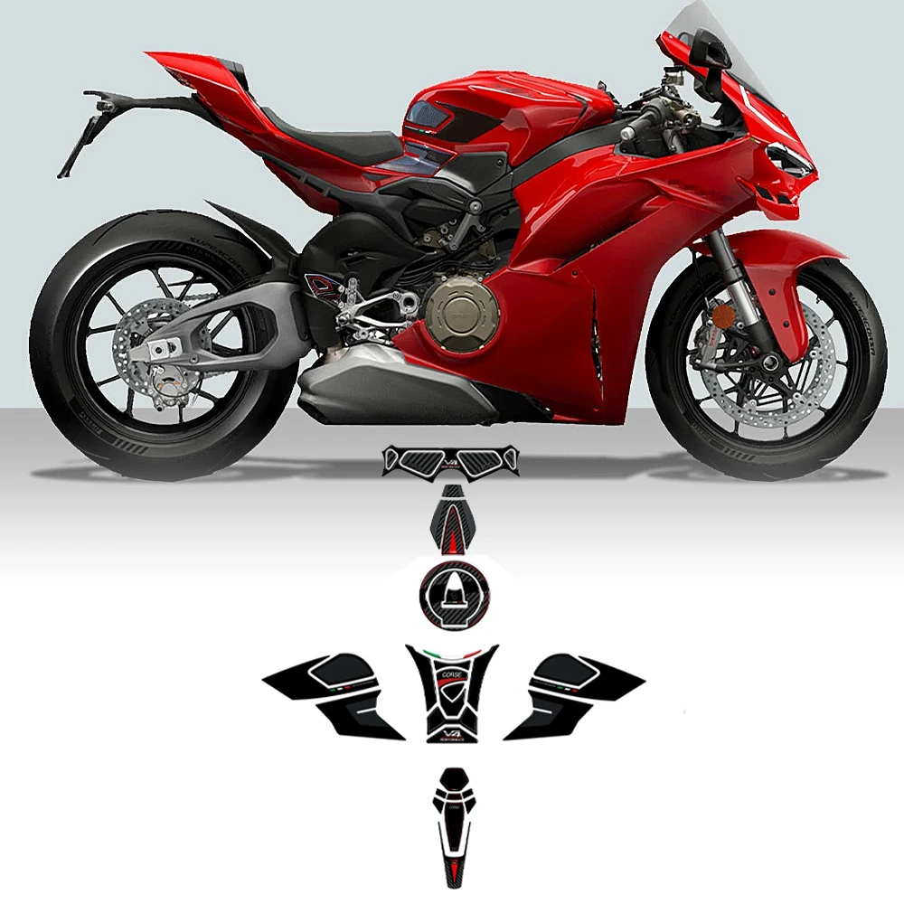 For Panigale V4 V4s -Streetfighter V4 V4s Motorcycle Accessories 3D Resin Sticker Protection Kit Motorcycle Tank Pad 2025-2026