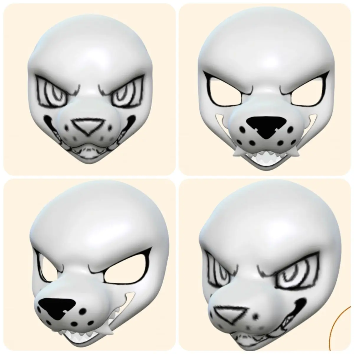 หน้ากากคอสเพลย์ Kemono Base Mask รุ่น Hyena จมูกยาวปานกลางถึงยาว ชุดสัตว์ Fursuit Kig Serie ชุดสัตว์ 3D พิมพ์ลายหัวกะโหลก อุปกรณ์เสริม DIY สำหรับคอสเพลย์