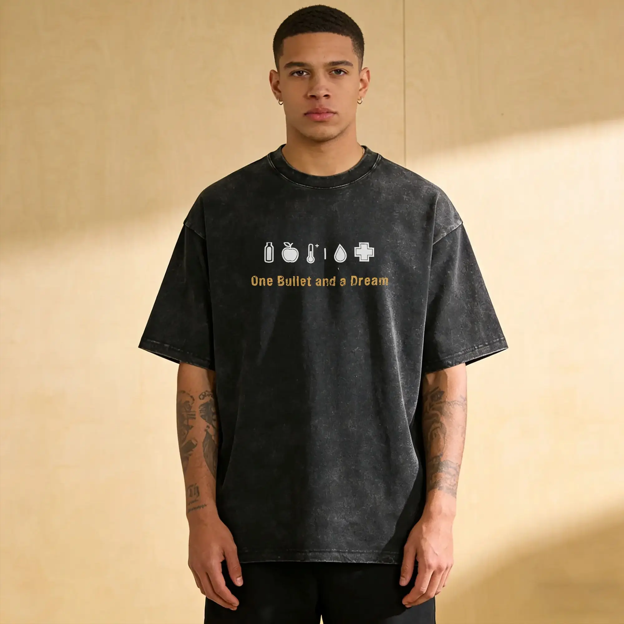 DayZ One Bullet and a Dream T-Shirts for Men  Casual Pure Cotton Tee Shirt O Neck Short Sleeve T Shirt Original Clothing