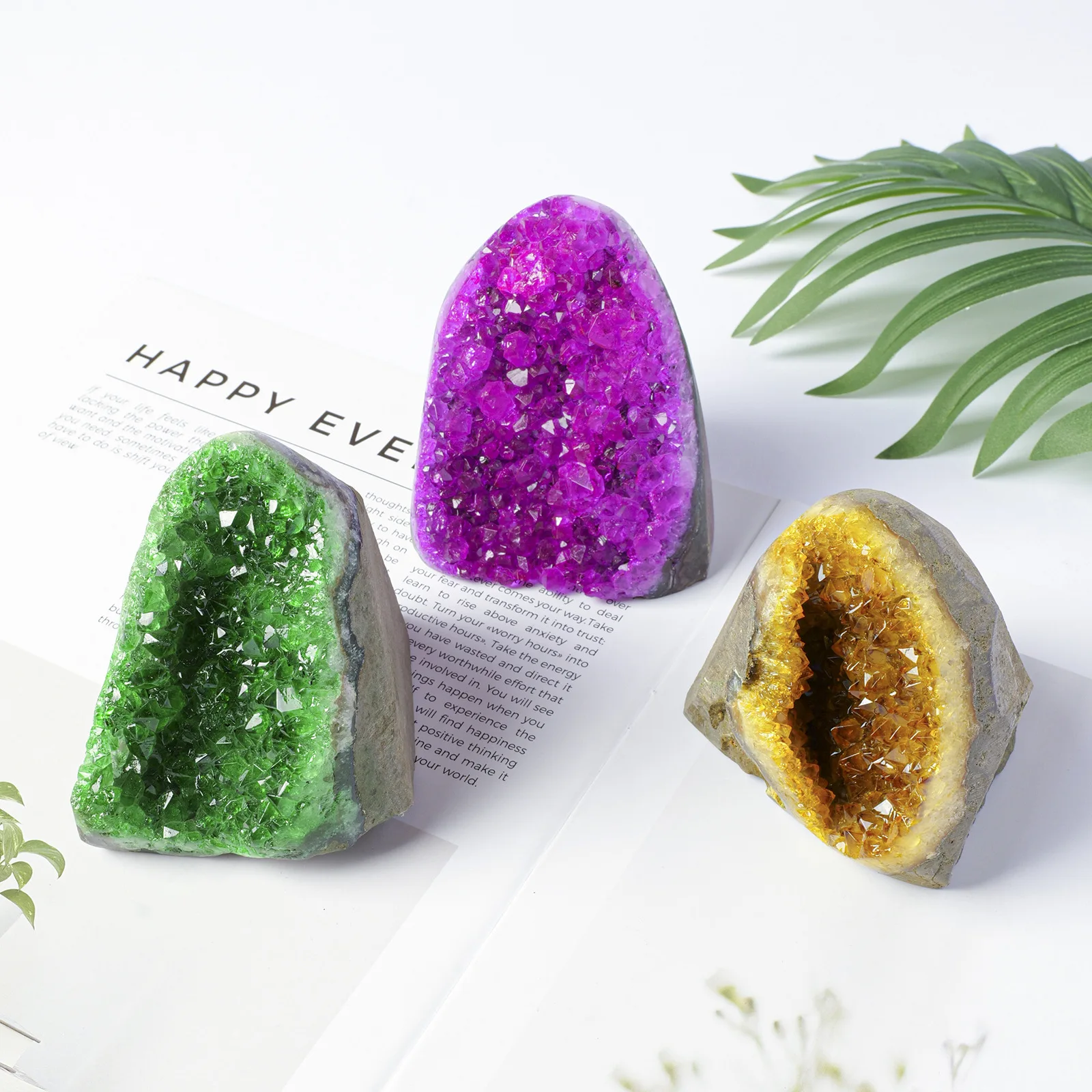 Red Blue Green Yellow Cluster Quartz Druzy Rock Raw Stone Healing Crystals Drusy Geode Cluster Mineral For Home Decoration Gifts