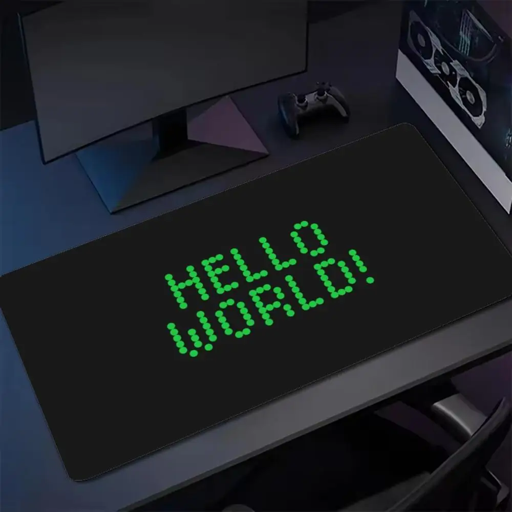 Gaming Mouse Pad Bash Code Pixel Cat Tech Hello World Graphic Deskmat Overlock Rubber Keyboard Mat PC Gamer Computer Accessories