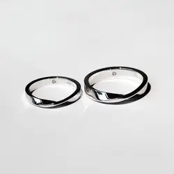 Designer exclusive custom Mobius silver inlaid natural diamond wedding ring, couple ring, love festival gift