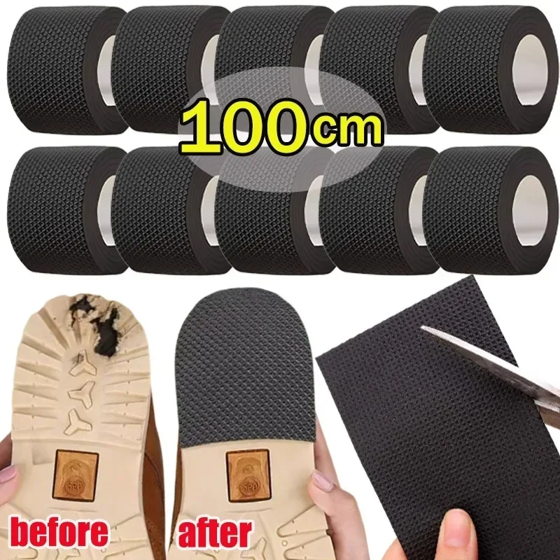 100CM Non-Slip Shoes Stickers Women Men Black No-Adhesive Heel Sole Protectors Soft Elastic Shoes Care Pads Fashion Accessories