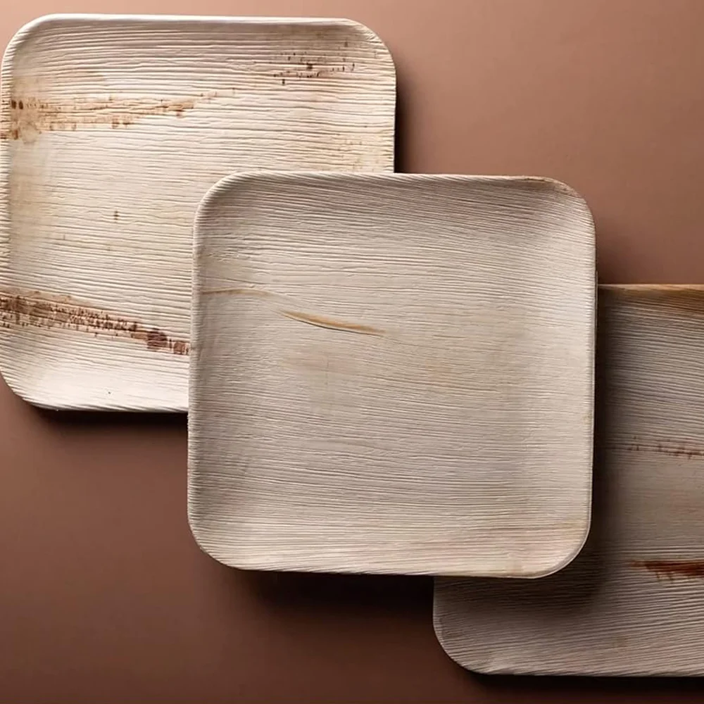 Eco-Friendly Disposable Palm Leaf Plates & Cutlery - 10 Inch Biodegradable Dinnerware for Parties, Camping | Microwave/Freezer Safe