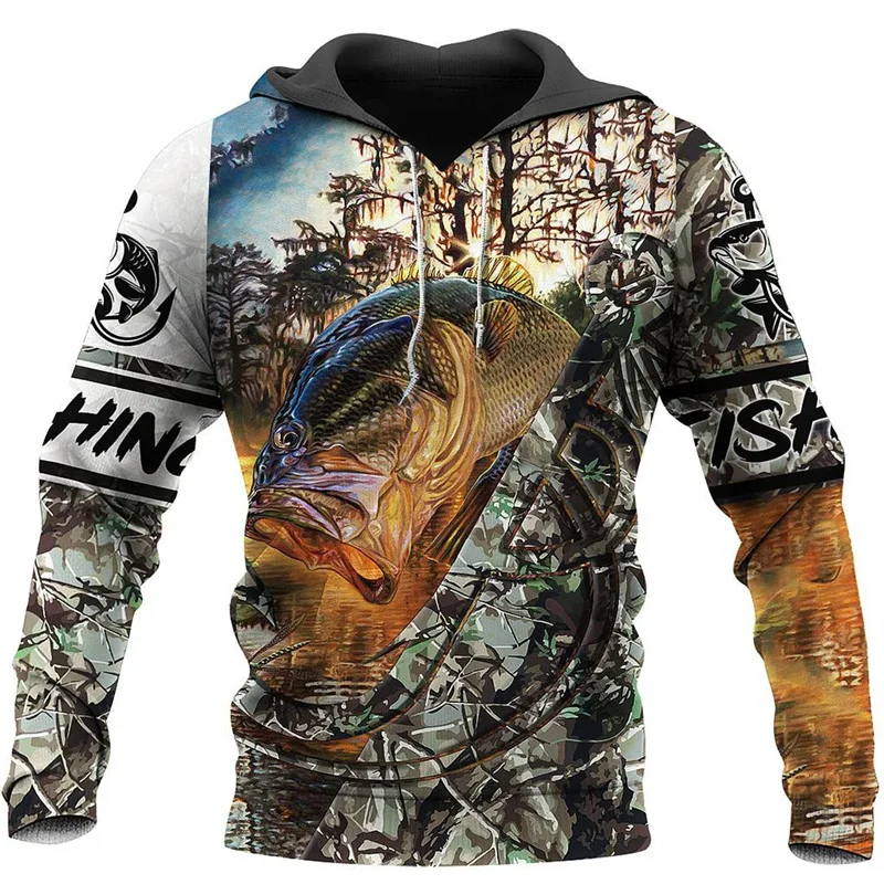 New Deep Sea Barracuda Fishing Print Hoodie 3D Men and Women Fish Hunting Lovers Sweatshirt Fashion Oversized Top Sweatshirt