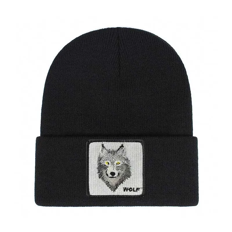 2024 New Fashion High Quality Beanie Hat for Men Animal Embroidery Knitted Hat for Women Outdoors Vintage Hip Hop Skullies Cap