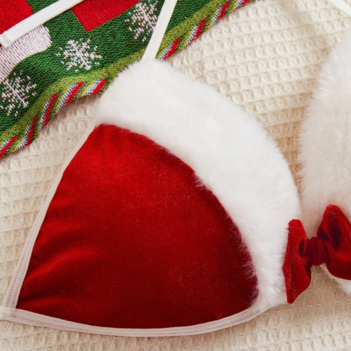 

Christmas Sexy Lingerie Red Velvet Bowknot Bras and Briefs Suit Women Underwear Sets Adult Sexy New Year Costume