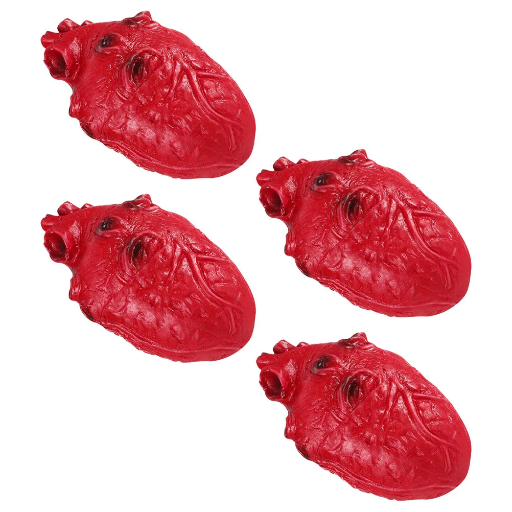 

4 Pcs Simulated Heart Decor Halloween Horror Human Fake Bloody Hearts Party Accessories Realistic Heart Model