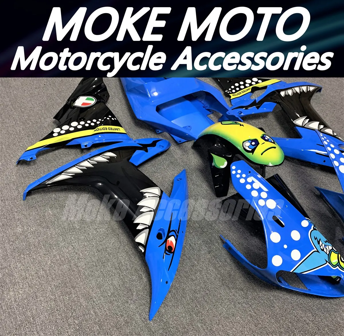 Moke moto Motorcycle Fairings Kit Fit For Yzf R1 2002-2003 Bodywork Set High Quality ABS Injection NEW Blue Shark