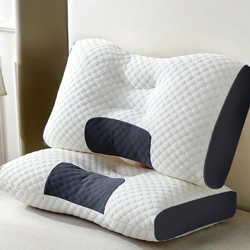 900g Ergonomic Zoned Massage Bubble Pillow Resilient Fiber Cervical Support Washable Contour Neck Pillow for Side Back Sleepers