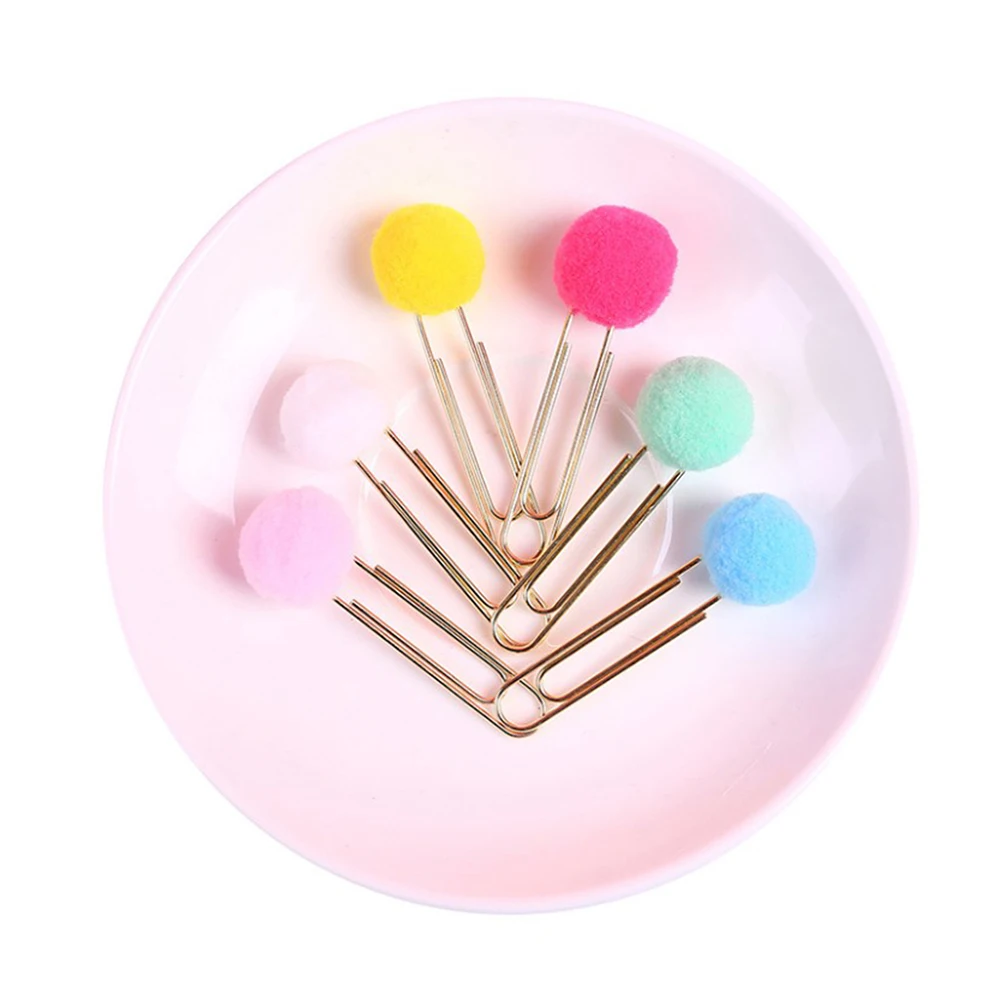 

30pcs Colored Paper Clips Premium Metal Strong Clipping Force Cute Ball Design Bookmark Stationery Office School for Kids