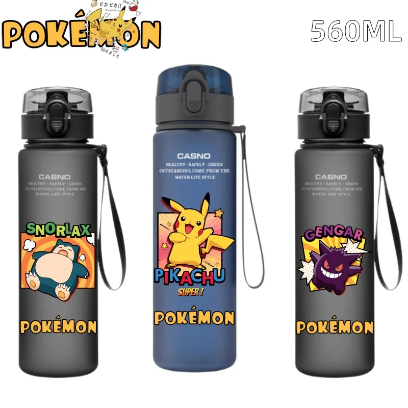 New Anime 560ML Pokemon Pikachu Water Cup Portable Children's Plastic Outdoor Sports Large Capacity Water Bottle Birthday Gift