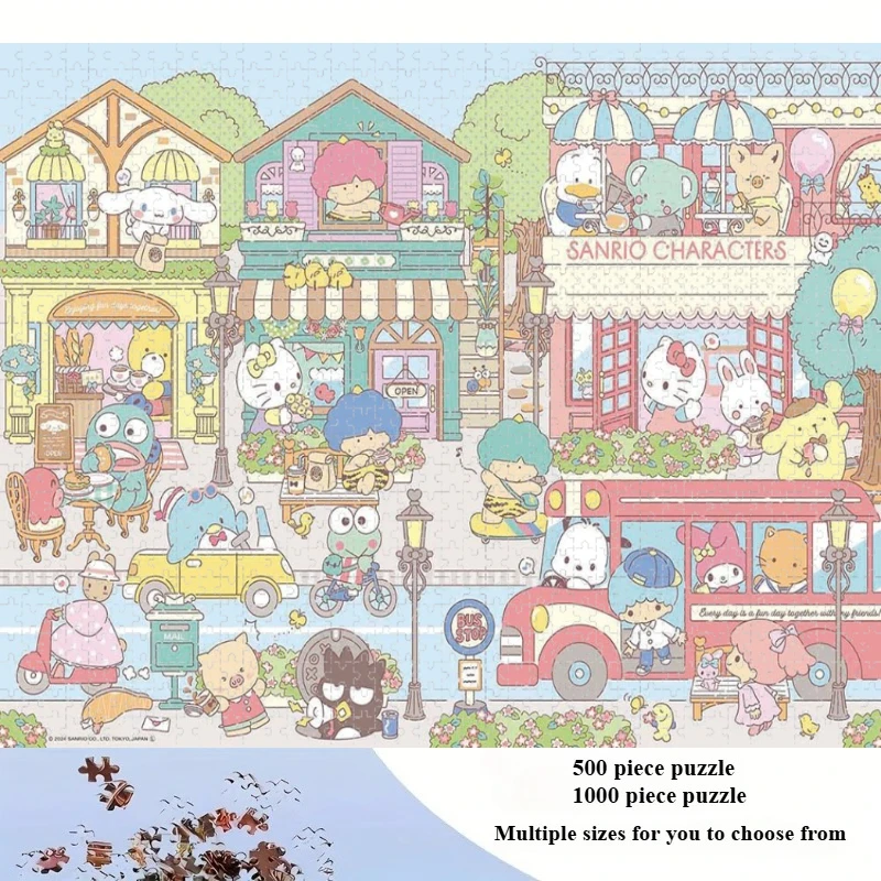 Large Size Jigsaw Puzzle 500/1000/1200/2000 Pcs Sanrio Characters Cute Anime Jigsaw Puzzles for Adults Stress Relief Toys Gift