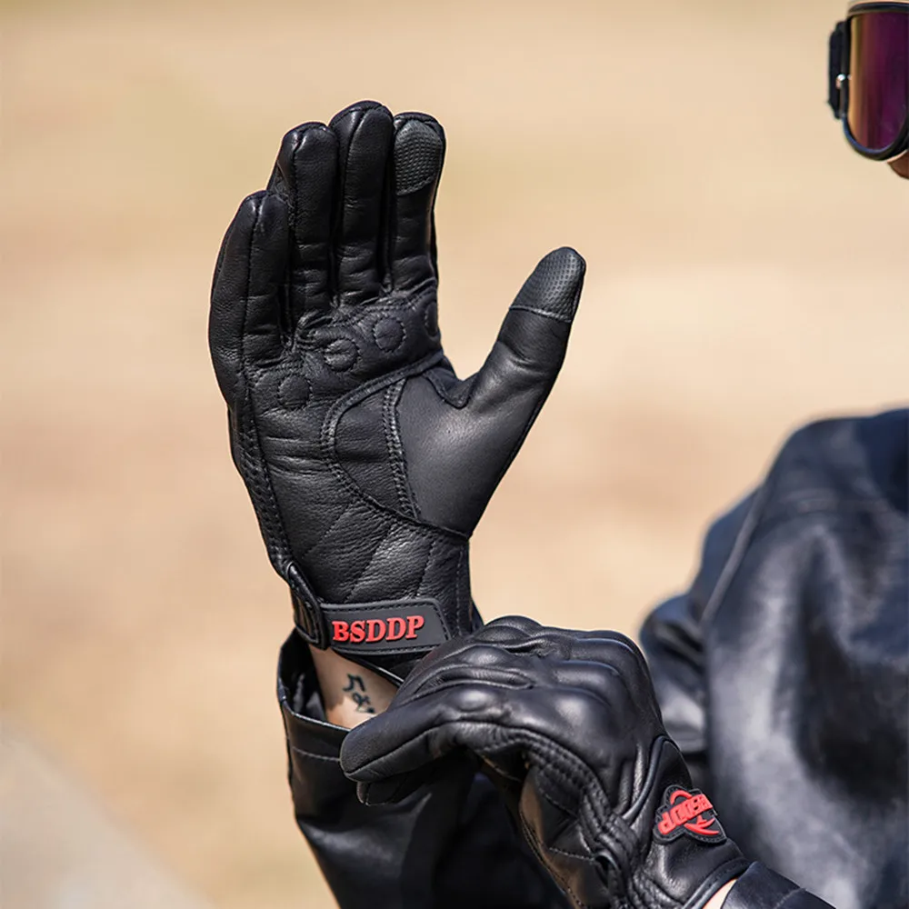 Motorcycle Plus Velvet Warm Leather Gloves for Men and Women Off-road Vehicle Riding Anti-Fall Full-finger Gloves Touch Screen