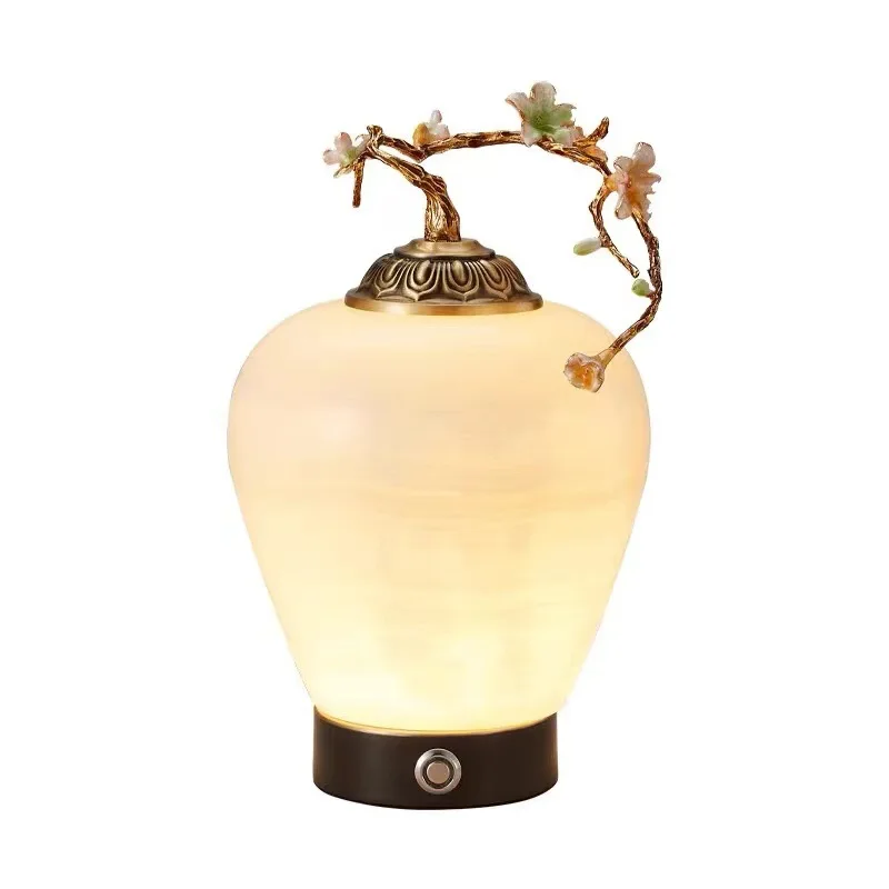 

jade lamp All copper portable decorative lamp Bedside entrance Tea Office wireless charging lamp