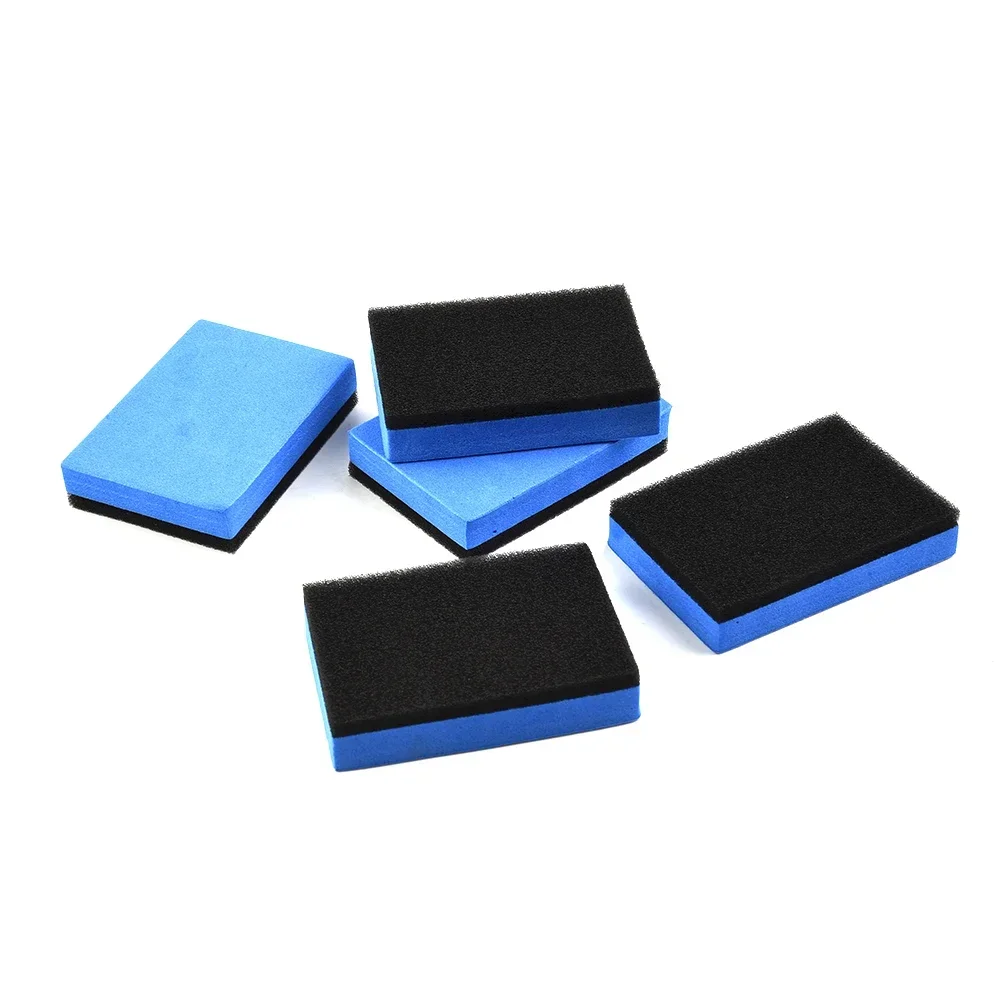 5PCS Car Ceramic Coating Sponge Applicator Glass Wax Coat Applicator Pads Sponges Automobile Blue Square Sponge And Cloth