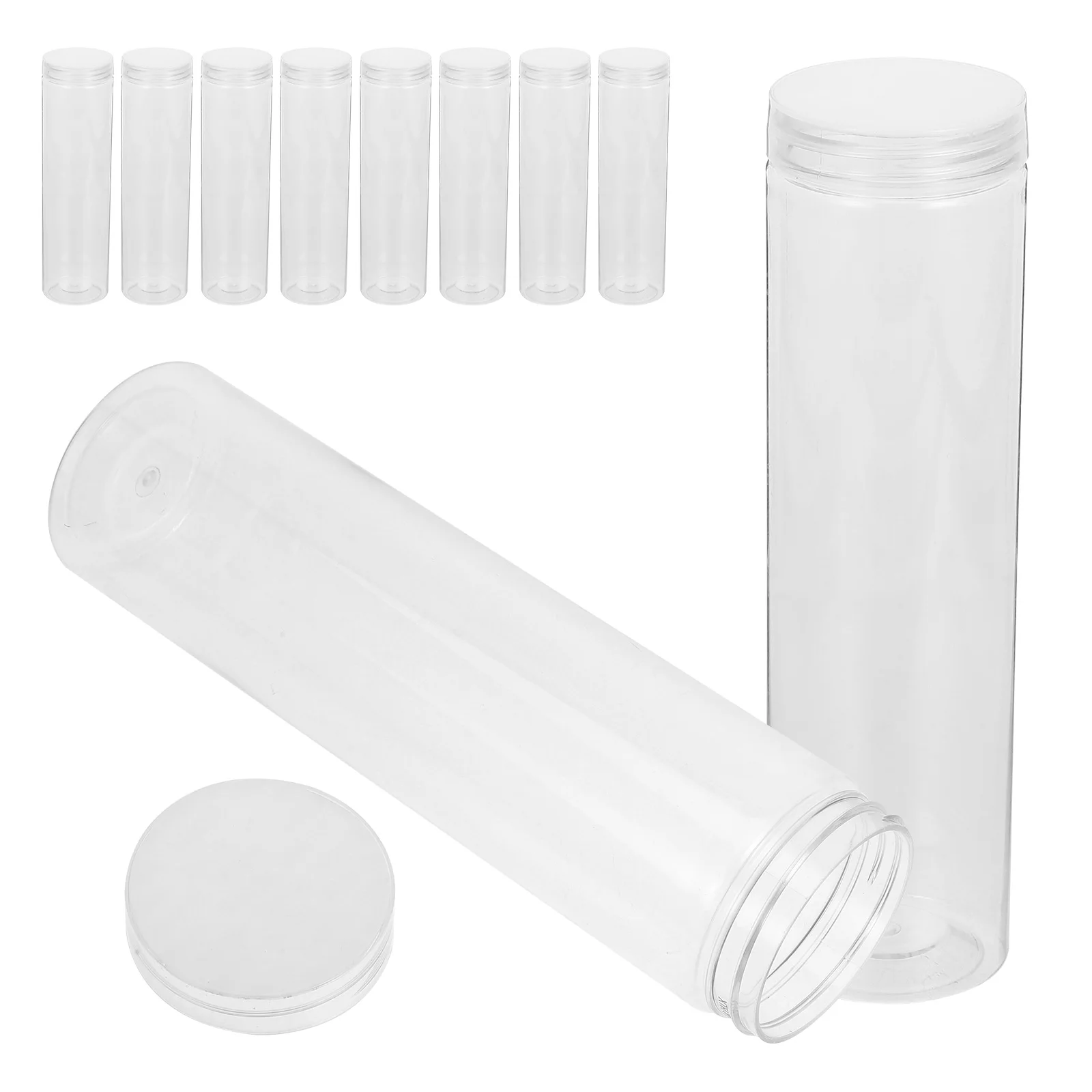 

10pcs Plastic Containers With Lids Transparent Coarse Cereals Storage Container Beverage Bottle