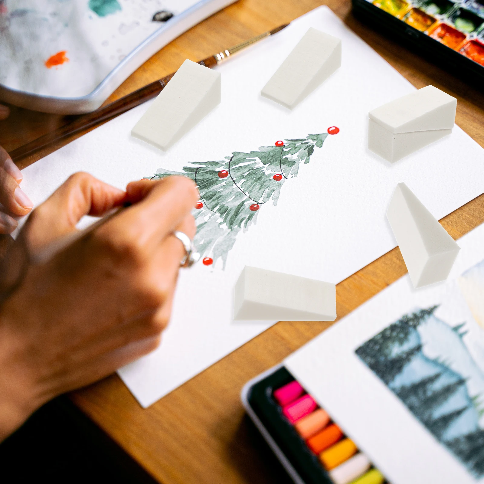 50 stücke Malerei Kinder Erwachsene Malerei Werkzeug Mehrzweck Diy Aquarell Werkzeuge Kunst Schwamm Set Schwämme Handwerk Liefert