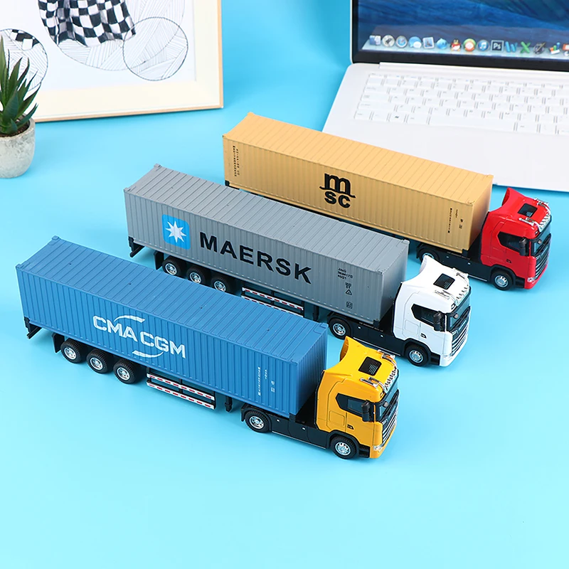 1:36 Alloy Container Truck Toy Model Toy Highly Simulation Children Pull-Back Delivery Vehicle Boy Toys For Children