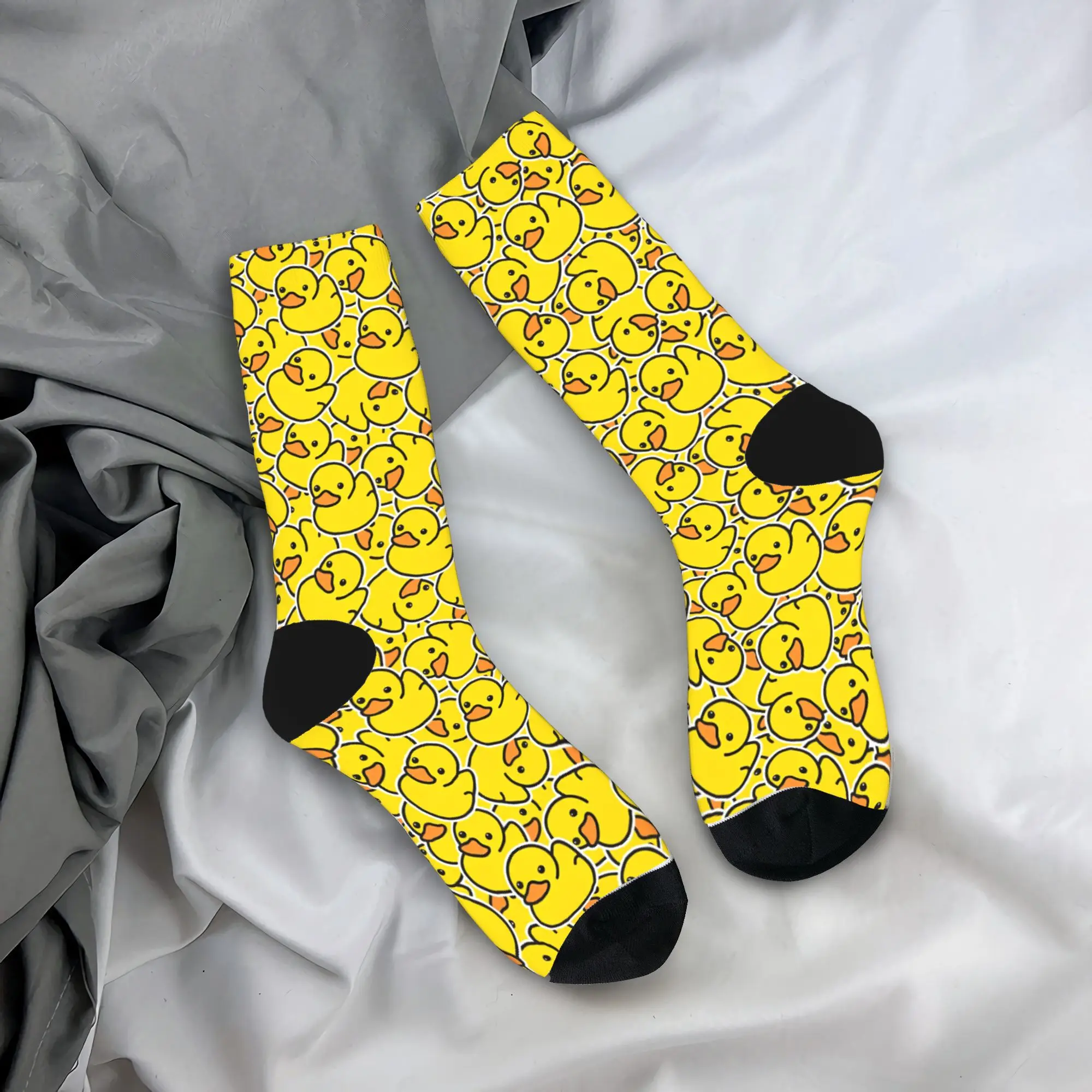 شتاء دافئ مجنون تصميم النساء الرجال ليتل الأصفر بطة الجوارب الكرتون تنفس كرة السلة الجوارب