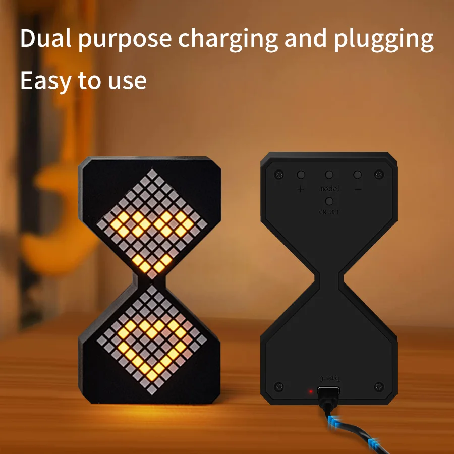 2025 Creative Electronic Timer 3D Hourglass Ornament For Bedroom Kitchen Workshop My World Pixel Style Ambient LED Night Lights